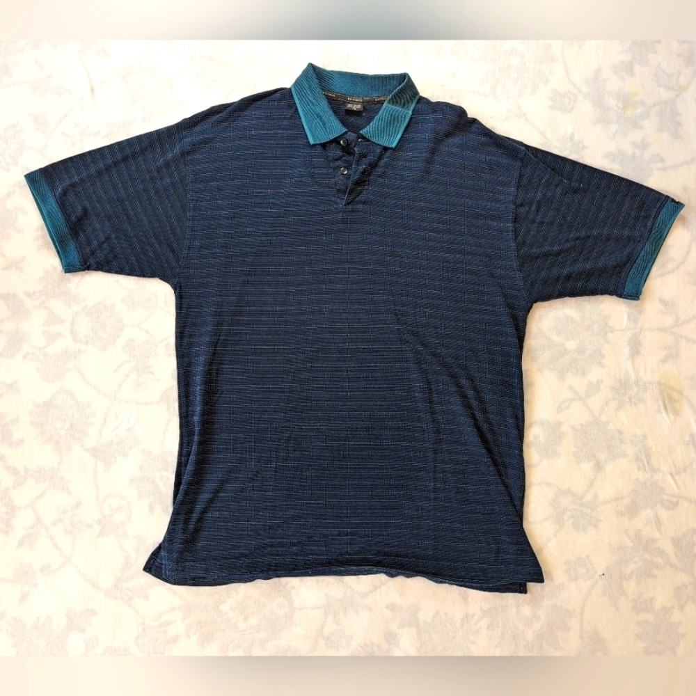 Britches teal and dark blue polo Tshirt men's Large